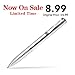kyinflose Rollerball Gift Pens, Smooth Gel Ink Metal Twist 0.5mm Nice Black Pen Set(0.7mm Black & Blue Pen Refills), Fine Point Pens for Man/Woman, Silver