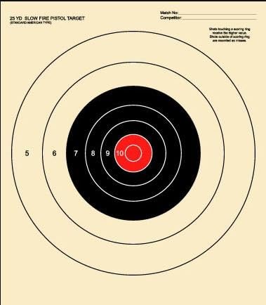 B-16 Practice Target, 25 Yard Slow Fire Pistol, Red Center (100)