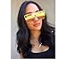 JOJO'S SECRET Oversized Square Sunglasses Metal Frame Flat Top Sunglasses JS009 (Gold/Transparent Red+Gold/Pink, 2.48)