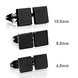 Men's 6~10mm Stainless Steel Studs Earrings Black Square Classic