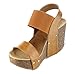 Refresh Women's Mara-10 Platform Cork Wedge High Heel Leather Sandal,8 B(M) US,Tan