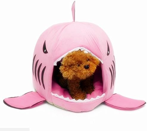 Pet bed, KAMIER Shark Round Washable Soft Cotton Dog Cat Pet Bed-Pink,L by KAMIER