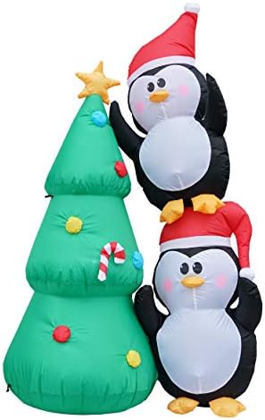 inslife 6 Ft Christmas Inflatable Decoration Tree and Two Penguins Decorations for Indoors Outdoors Yad Home Garden Lawn