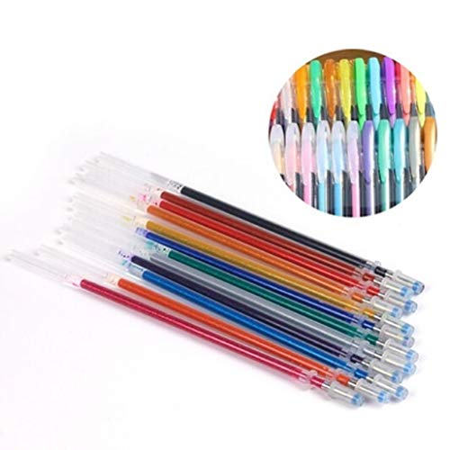Barthylomo 60Pcs Colorful Fluorescent Pens Highlighter Glitter Gel Ink Pen Gel Refills Set for Replace