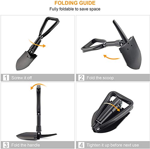 Survival Tools Military Folding Survival Shovel - 50# High-Carbon Steel Entrenching Tool, Portable For Camping, Hunting, Hiking, Fishing, Car Emergency, Gifts For Men Survival Gear And Supplies