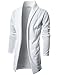 Ohoo Mens Long Sleeve Draped Open Front Shawl Collar Longline Cardigan