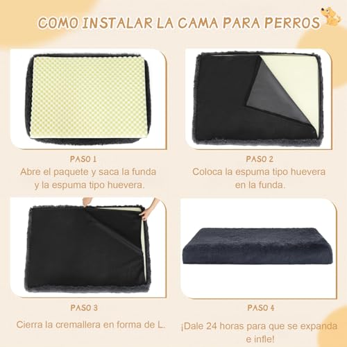 MUJA 105*70*9CM Cama para Perro Grandes, Cama Ortopédica para Perros con Almohadillas para Orejas Extraíbles y Parte Inferior Antideslizante, Adecuado para Casa para Perro, Pisos y Sofás (X-Large)