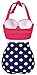 Amourri Womens Retro Vintage Polka Underwire High Waisted Swimsuit Bathing Suits Bikini,US 14-16=Tag Size 4XL,Rose+blue