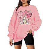 Ladicme Magical Sweatshirts for Women Oversized Cute Graphic Shirts Xmas Holiday Long Sleeve Pullover Tops