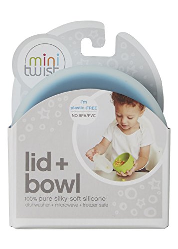 mini-twist Silicone Toddler Bowl and Lid, Blue