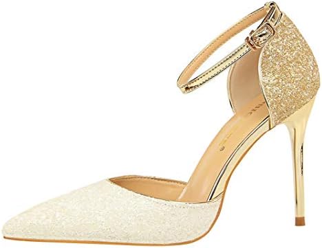 Drew Toby Women Pumps Sexy High Heel Hollow Shallow Mouth Pointed Sequins Sandals