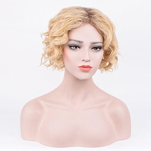 Deniya Blonde Wig Curly Wavy Hair Wigs For Women Short Hairstyles Middle Part Nutural Blonde Color