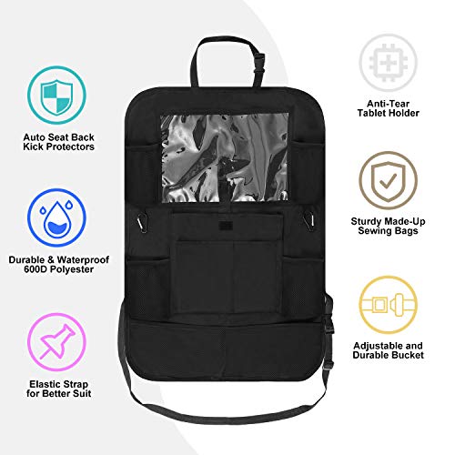[2 Pack]Gature Car Backseat Organizers Kick Mats,Durable Car Organizers Back Seat with Touch Screen 10 inch Tablet Holder+10 Storage Pockets,Upgradeted Back Seat Organizer for Kids and Toddlers Travel - Thumbnail 2