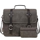 JIELV Vintage Messenger Bag 15.6 Inch Waterproof