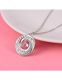 JXJL Sister Necklace Always My Sister Forever My Friend Crystal Circle Pendant Necklace for Sis Birthday Gift Jewelry-Sterling Silver