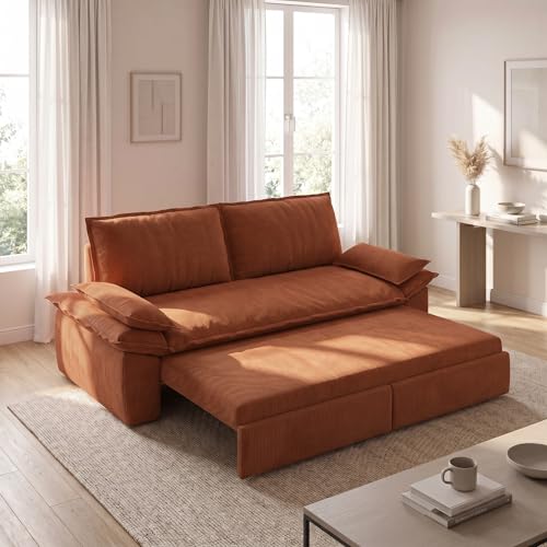 73.2" Sofa Bed Queen, 3-in-1 Pull Out Sofa Bed with Pillow Armrest,