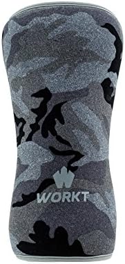Workt Knee Compression Support Sleeve for CrossFit, Weightlifting, Powerlifting, Exercise &amp; Sports – Made in the USA with Sustainable &amp; Eco-Friendly Ecoprene Neoprene – 7MM – 1 Sleeve (Gray Camo, L)