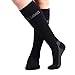 Bcurb Graduated Compression Socks Calf High Men Women Support Recovery Stocking (Large/X-Large, Black/Gray - 3 Pair)