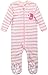 Baby Girls' Footed Pajama - Zip Front 100% Cotton Stripe Sleeper 12M Sleep and Play