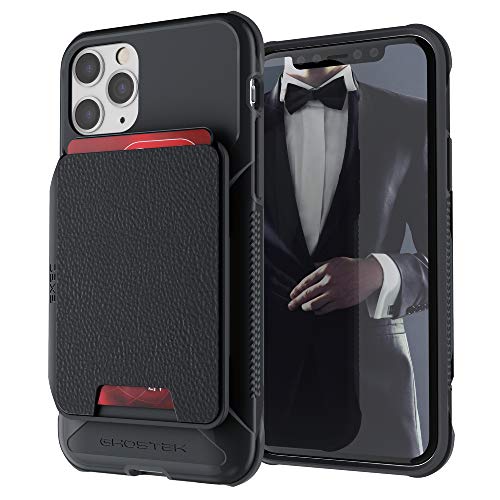 Ghostek Exec Designed for iPhone 11 Pro Wallet Case Magnetic Leather Card Holder Pocket Slot Holds 4 Credit Cards Military Grade Shockproof for 2019 Apple iPhone 11 Pro (5.8" Screen Only) - (Black)