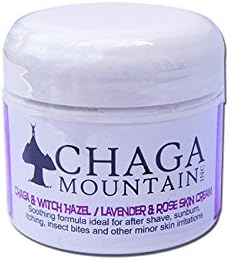 Chaga Mushroom Witch Hazel Skin Cream with Essential Oils of Lavender and Rose, 2 Ounce