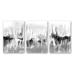 wall26 3 Panel Canvas Wall Art Black and...