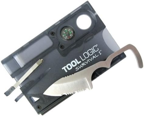 New Survival Card w/ Fire Starter/Compass - Charcoal + Includes a Free Quick Release Paracord Bracelet