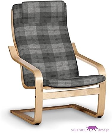 Amazon De Grauer Sessel Dundee Kariert Bezug Fur Ikea Poang Dala Sessel