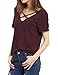 Haola Women's Summer Cross Front Tops Deep V Neck Casual Teen Girls Tees T Shirts L WineRed