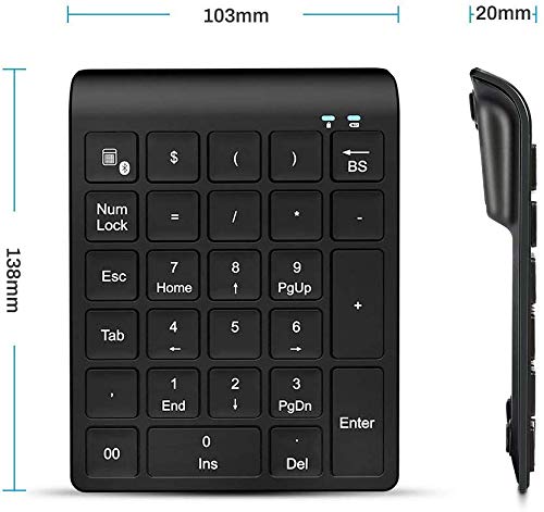 Wireless Numeric Keypad, LINGSFIRE Number Pad 27 Keys Portable External Numpad Keyboard for Laptop. Desktop, PC, Notebook(Black)