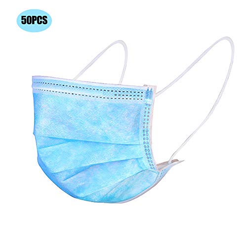 Safety Masks-50 Pcs Blue Disposable Face Mask Earloop Mouth Cover Anti Dust Face Mouth Masks Respirator Medical - Thumbnail 3