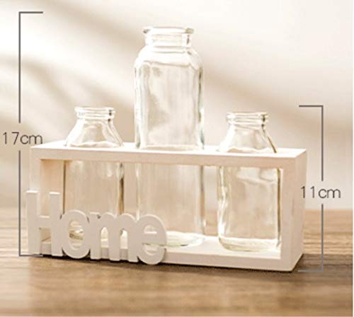 SUNRUNERS Bottel Light Glass Planter Hydroponics Terrarium with Wooden Stand for Home Office Decor Raw Wood 3 Terrarium