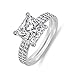 Venetia Realistic Supreme 1.5 Carat Princess Cut NSCD Simulated Diamond Ring Band Set 925 Silver Platinum Plate