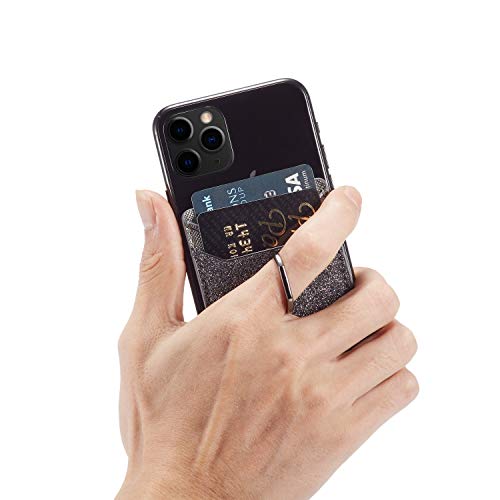 Card Holder for Back of Phone,RFID Blocking Ring Pocket Wallet Stick on Cell Phone Credit for iPhone/Most Smartphones(Black)