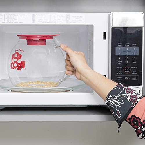 Original Microwave Micro-Pop Popcorn Popper, Borosilicate Glass, 3-in-1 Silicone Lid, Dishwasher Safe, BPA Free, 3 Quart