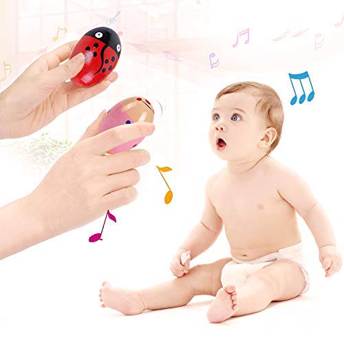Kabi 12pcs Shaker Eggs Wooden Egg Shakers Percussion Musical Maracas Egg Toys for Kids Toddlers -6 Patterns
