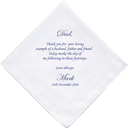 Father of the Groom Personalised Handkerchief Wedding Gift Keepsake Hankie Fa...