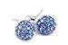 .925 Sterling Silver Blue Crystal Ball 8mm Stud Earrings
