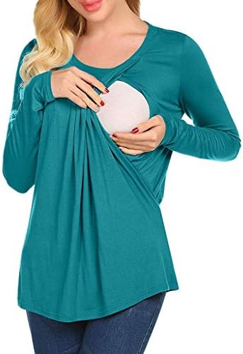 SANGQU Women's Solid Ruched Side-Shirred Nursing Top Breastfeeding Tee Shirt