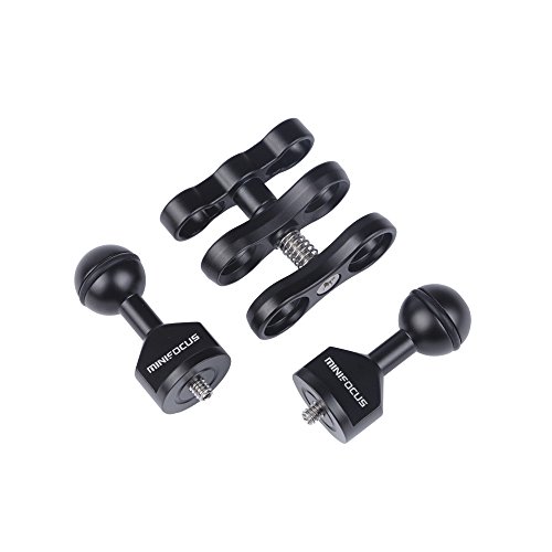 Minifocus 1'' Ball Clamp Adapter with Two 1/4" Screw Ball Head for Diving Photography Arm Tray Video Cage Monitor Accessory Mount Magic Arm System Underwater Camera Housing - Thumbnail 4