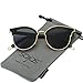 SOJOS Fashion Cateye Sunglasses for Women Oversized Flat Mirrored Lens SJ1055 with Gold Frame/Grey Lens