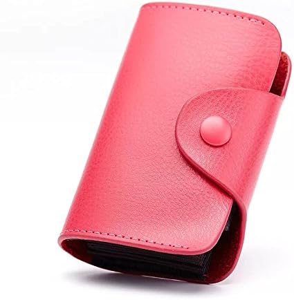 Credit Card Holder, Louzedaya New Credit Card Protector Small Unisex Leather Case Holder with 12 Plastic Card Slots 1 Photo Slot 1 Driving License Slot 5 colors for choose (Red)