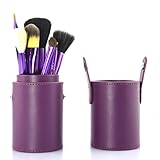 whole sell price New Purple Professional Makeup Brush Set 12 pcs Kit w/ Leather Cup Holder Case kit