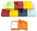 Novel Box Cardboard Jewelry Earring Tree Gift Boxes with Rosebug Bows in Assorted Colors 2.3X2.3X0.75 (Pack of 12) + NB Cleaning Cloth