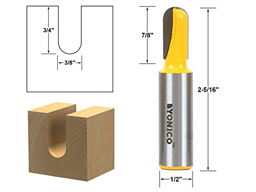 Yonico 14162 Yonico 14162 Core Box / Round Nose Router Bit - 3/8"W X 3/4"H 1/2" Shank, ,