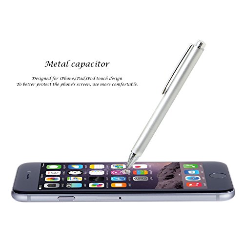 Elemart Stylus Fine Point Unique Design Universal Screen Precision Touch Pen for iPad iPod iPhone Samsung Galaxy Samsung Galaxy Note Nexus LG and Other Capacitance Touch Screen Devices (Silver)