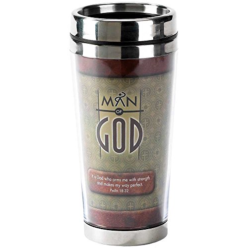 Man Of God Arms with Strength Psalm 18:32 16 Oz. Stainless Steel Insulated Travel Mug with Lid