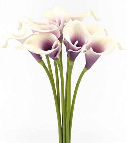 Leagel Calla Lily Bridal Wedding Bouquet Head Lataex Real Touch Flower Bouquets (10, Purple White)