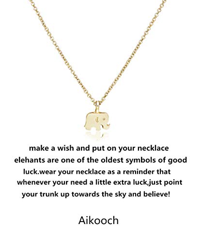 Zealmer Good Luck Elephant Gold Dipped Thin Chain Message Card Wish Necklace for Women