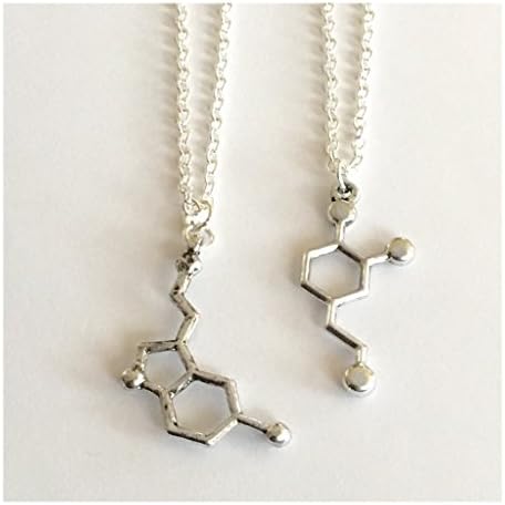AnnaKJewels Set of 2 Molecule necklaces, Serotonin necklace, Dopamine necklace, Science necklace, BFF necklaces